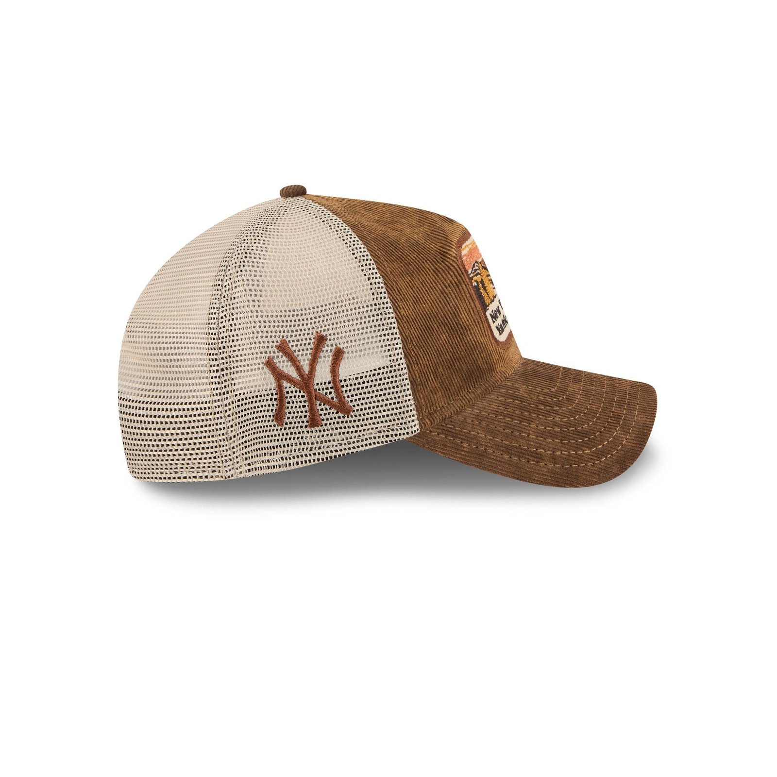 New York Yankees Vintage Landscape Brown 9TWENTY A-Frame Trucker Hat - Image 4