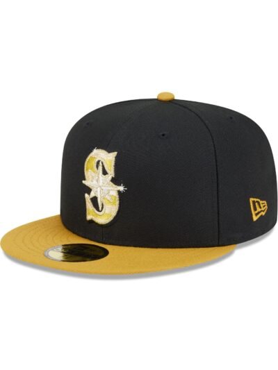 Seattle Mariners Metallic Gold Logo 59FIFTY Fitted Hat