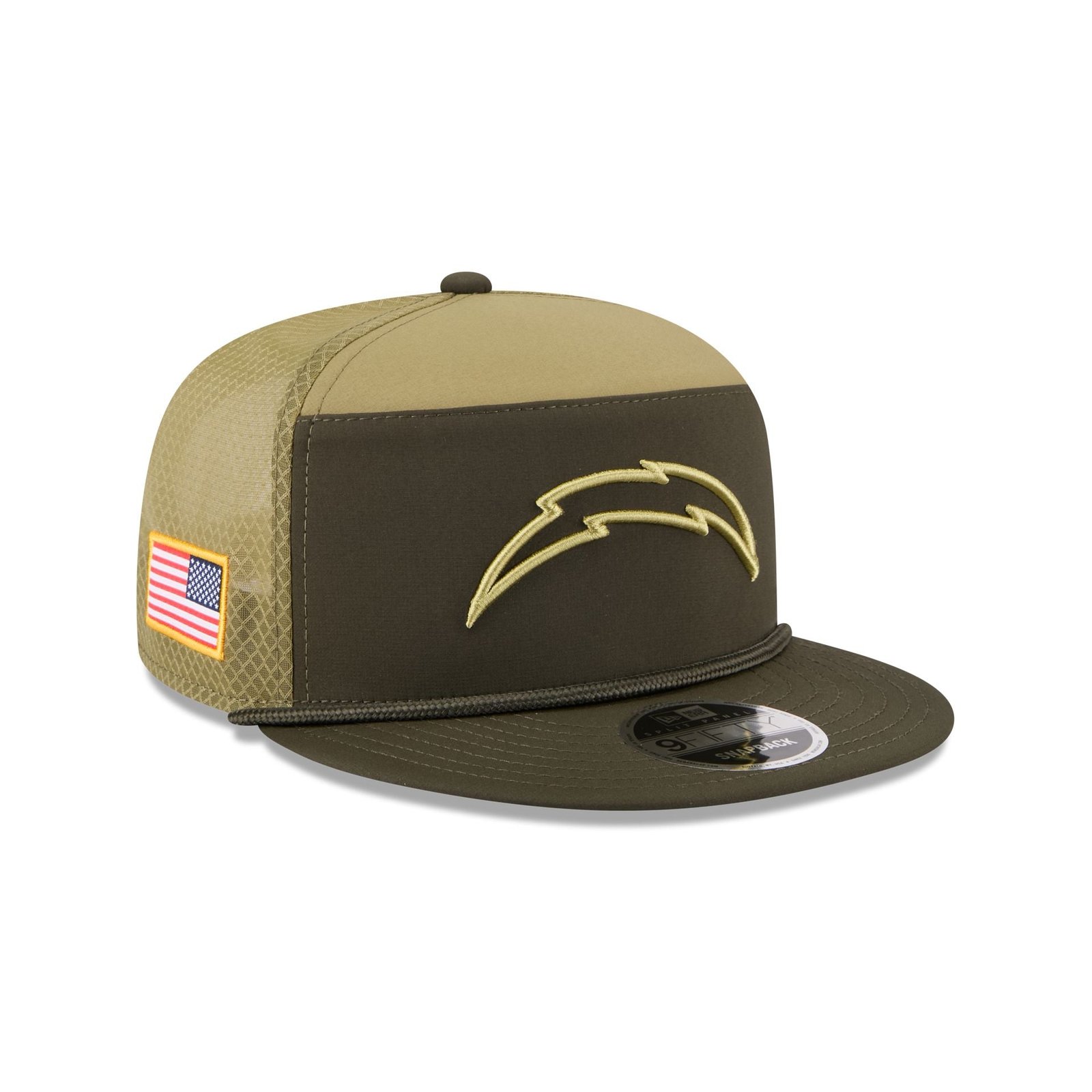 Los Angeles Chargers 2025 Salute to Service Split Panel 9FIFTY Trucker Hat