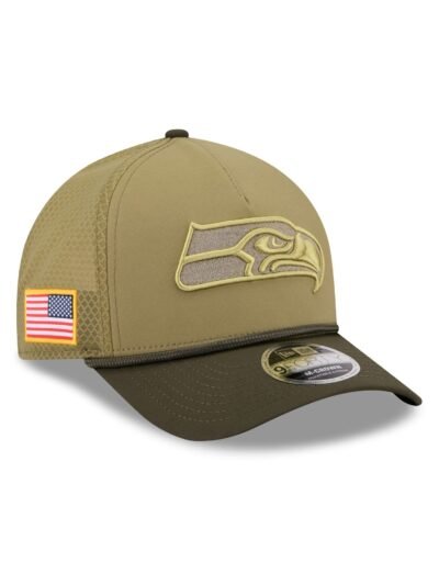 Seattle Seahawks 2025 Salute to Service 9FORTY M-Crown A-Frame Trucker Hat