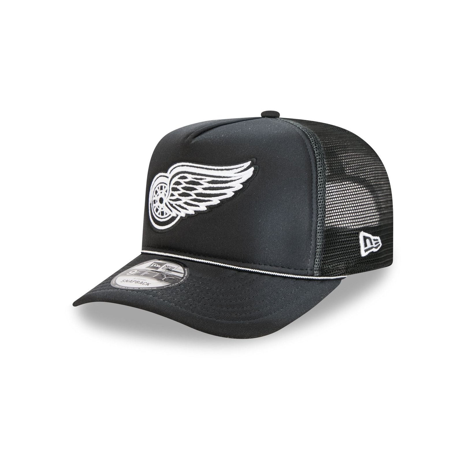 Detroit Red Wings Washed Black 9FIFTY A-Frame Trucker Hat