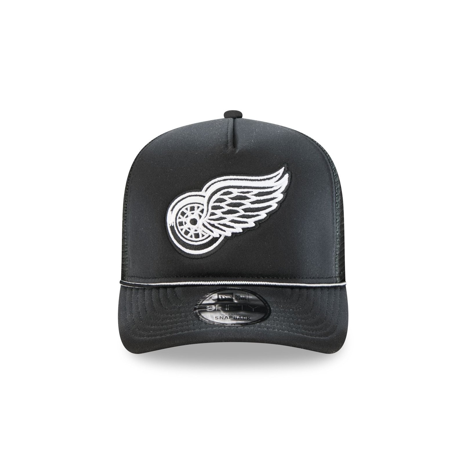 Detroit Red Wings Washed Black 9FIFTY A-Frame Trucker Hat - Image 2