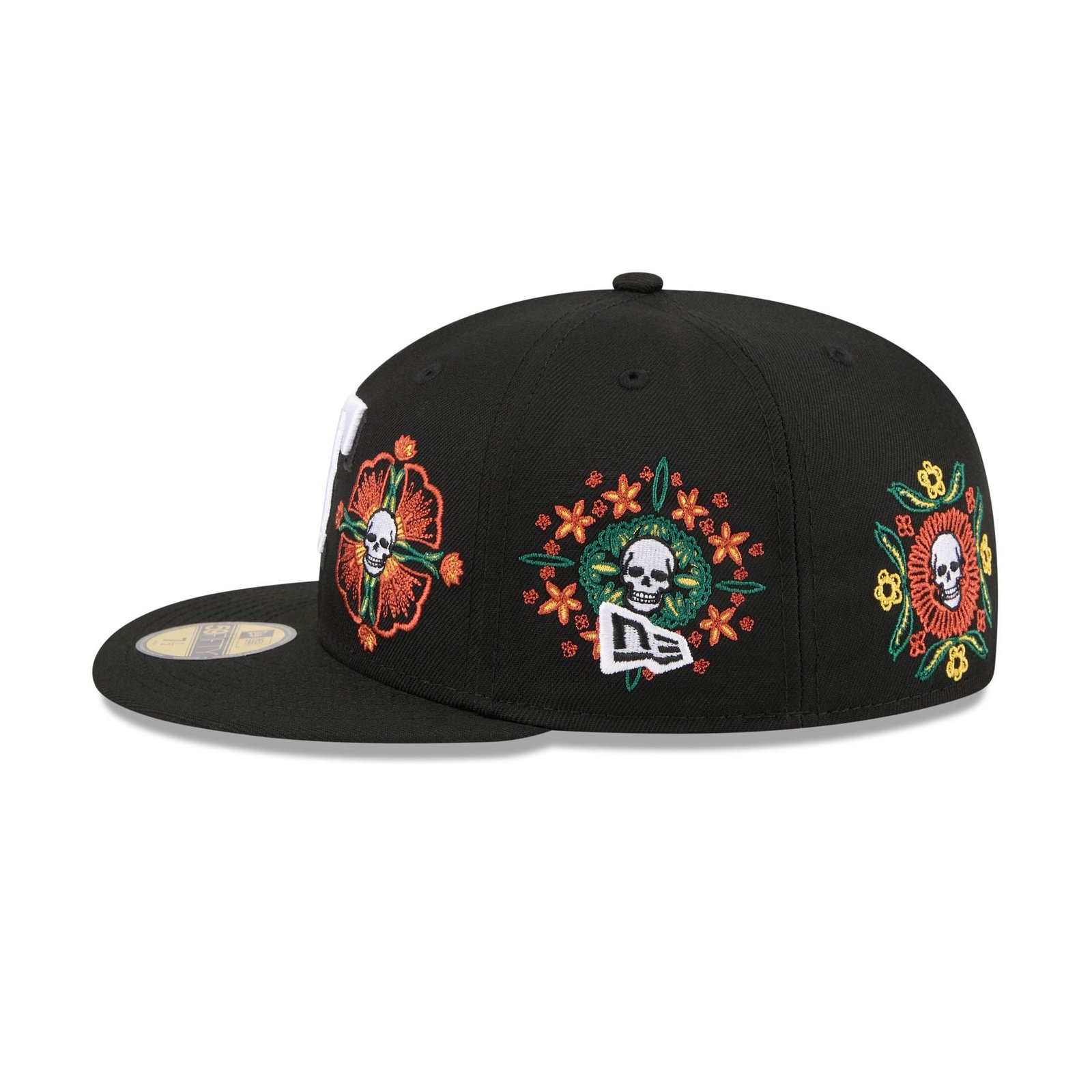 Texas Rangers Day of the Dead Skull & Flowers 59FIFTY Fitted Hat - Image 5