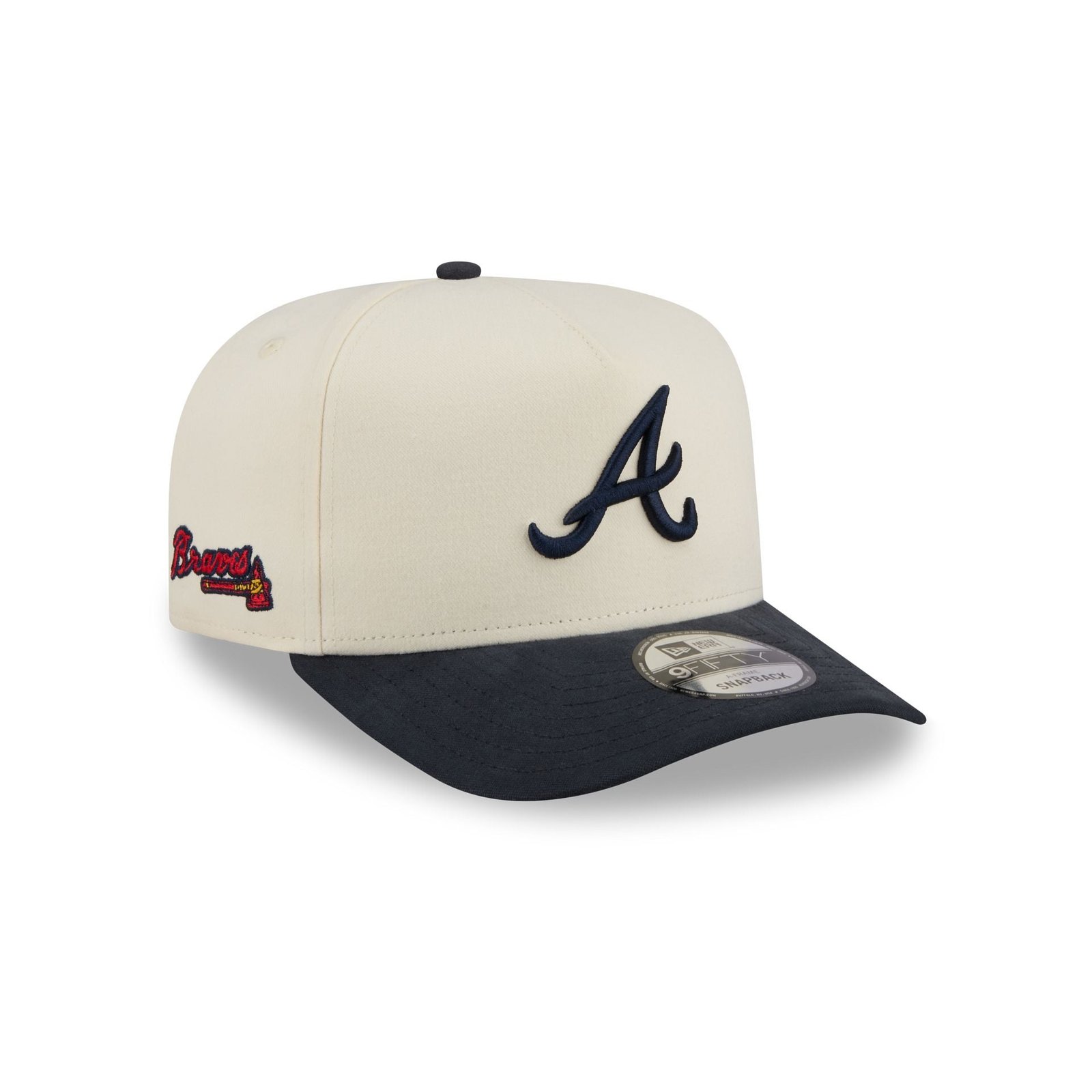 Atlanta Braves Cotton Brush Chrome Pre-Curve 9FIFTY A-Frame Snapback Hat - Image 3