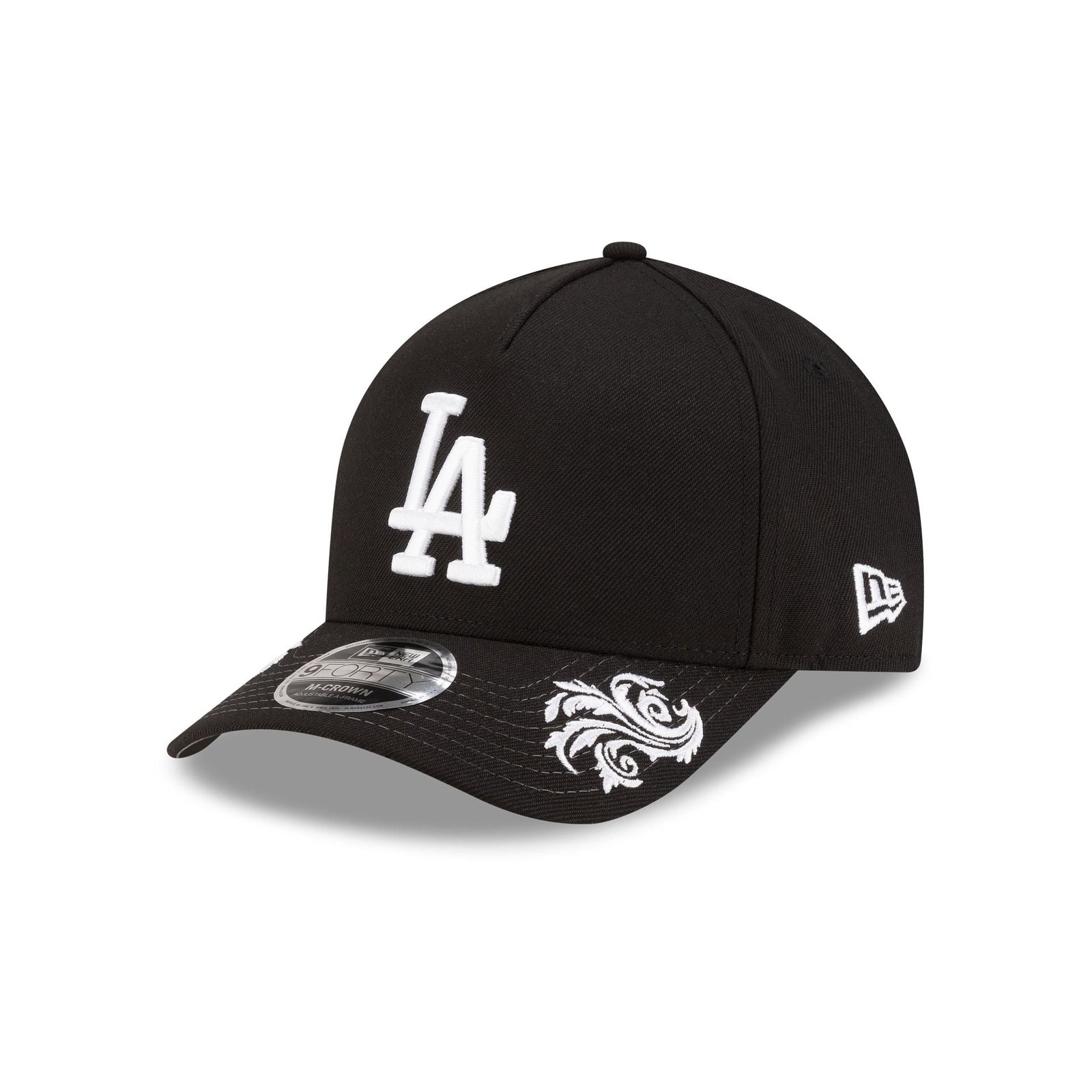 Los Angeles Dodgers Script Black and White 9FORTY M-Crown A-Frame Snapback Hat - Image 3