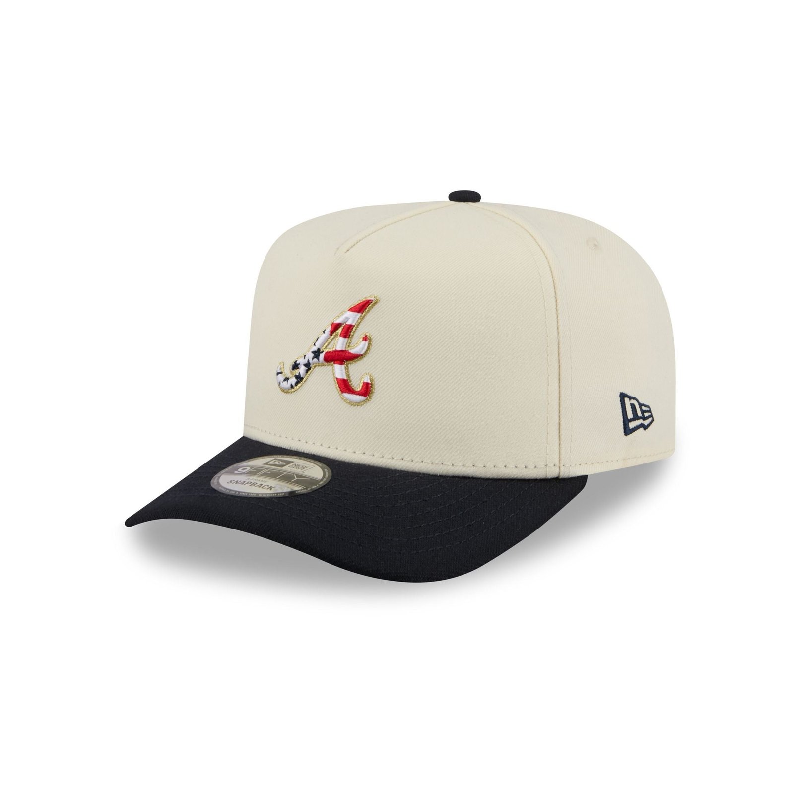 Atlanta Braves Chrome White Stars and Stripes 9FIFTY A-Frame Snapback Hat - Image 3