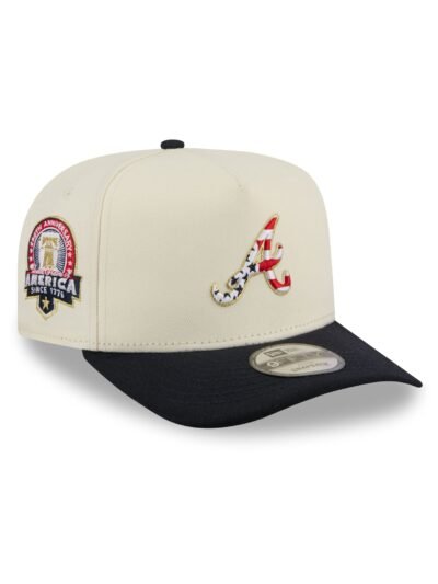 Atlanta Braves Chrome White Stars and Stripes 9FIFTY A-Frame Snapback Hat