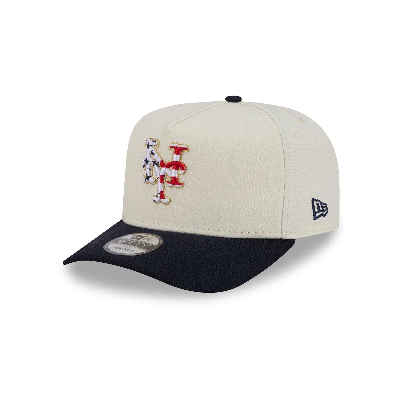 New York Mets Chrome White Stars and Stripes 9FIFTY A-Frame Snapback Hat - Image 3