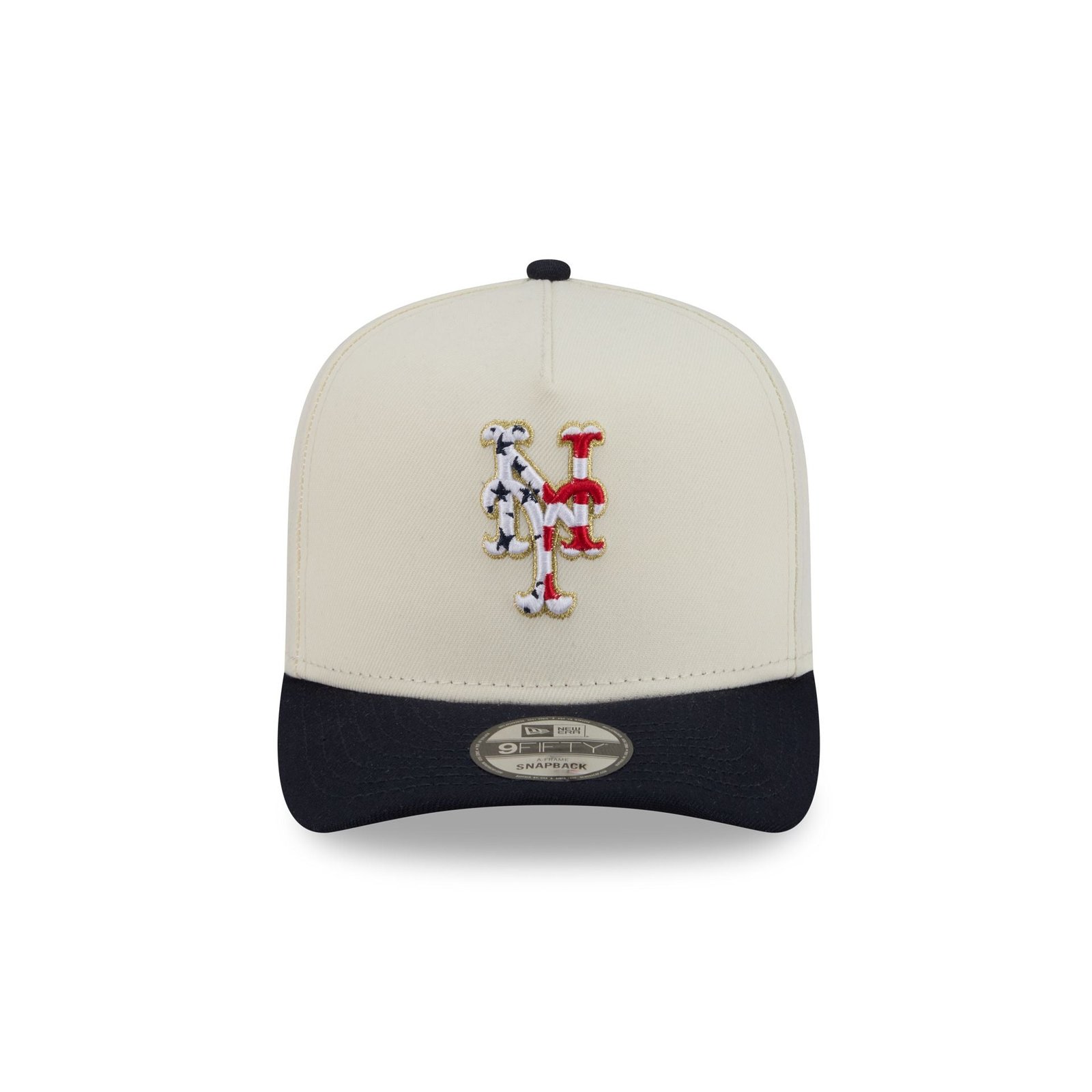 New York Mets Chrome White Stars and Stripes 9FIFTY A-Frame Snapback Hat - Image 2