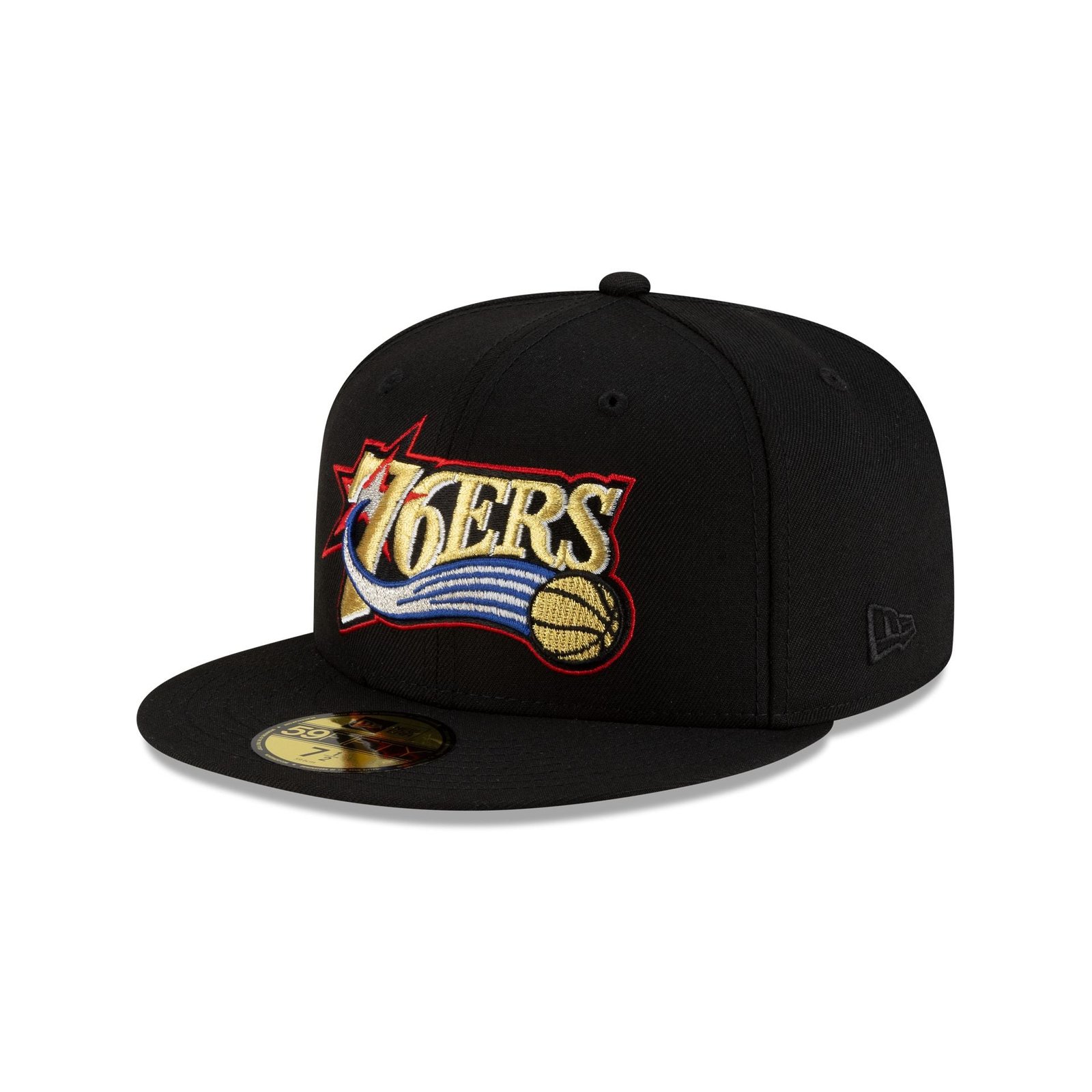 Philadelphia 76ers 1963-1976 Hardwood Classics Poly Black 59FIFTY Fitted Hat - Image 3