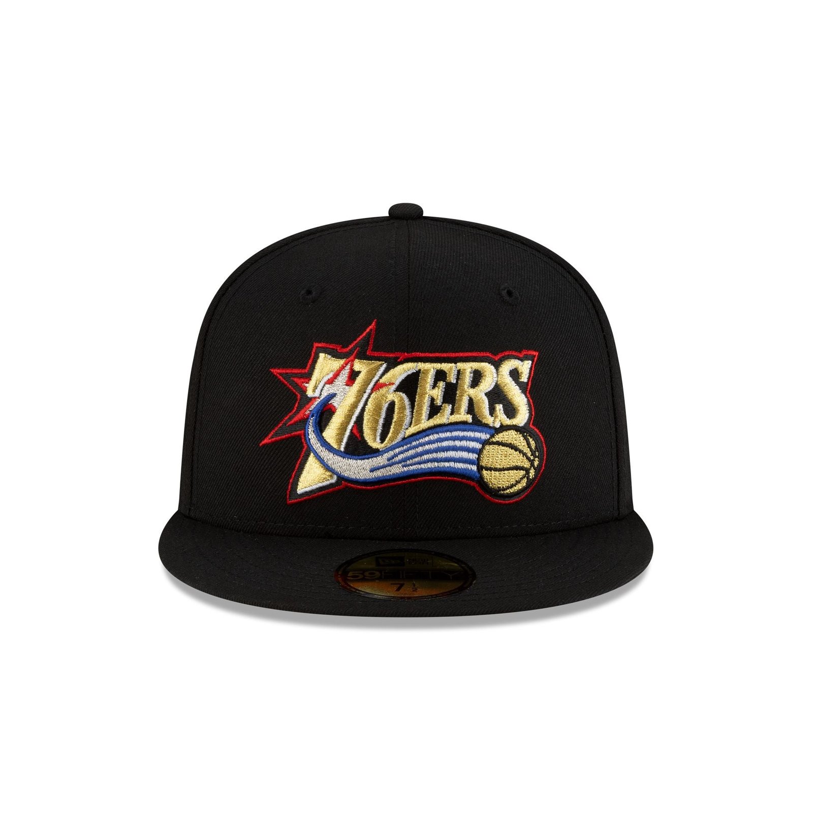 Philadelphia 76ers 1963-1976 Hardwood Classics Poly Black 59FIFTY Fitted Hat - Image 2