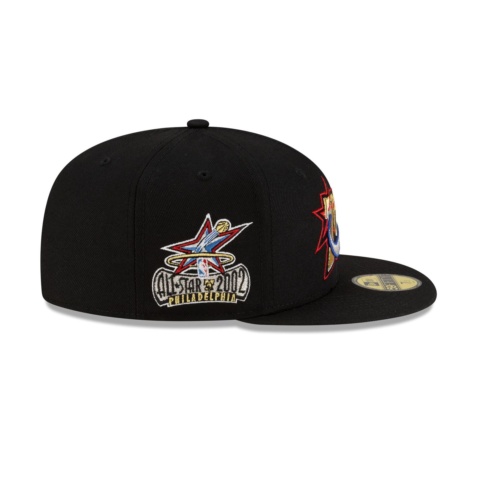 Philadelphia 76ers 1963-1976 Hardwood Classics Poly Black 59FIFTY Fitted Hat - Image 4
