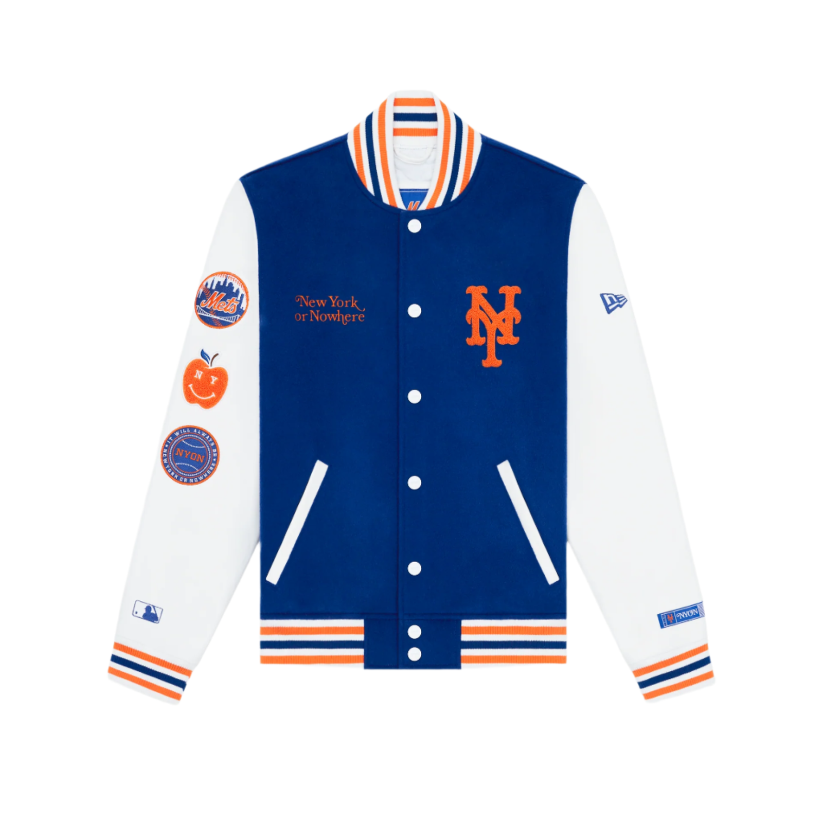 New York or Nowhere x New York Mets Light Royal Motto Varsity Jacket